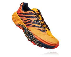 Hoka One One Speedgoat 4 Mens Wide Running Shoes Gold Fusion/Black Iris | AU-5736094